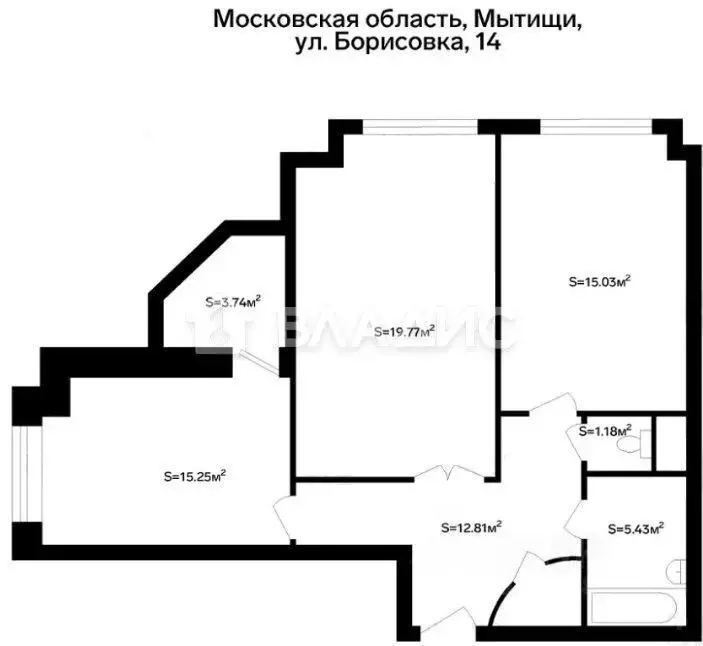2-к кв. Московская область, Мытищи ул. Борисовка, 14 (71.31 м) - Фото 2