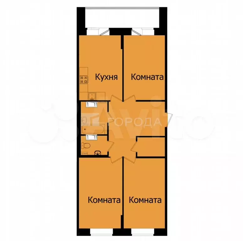 3-к. квартира, 60 м, 4/9 эт. - Фото 0