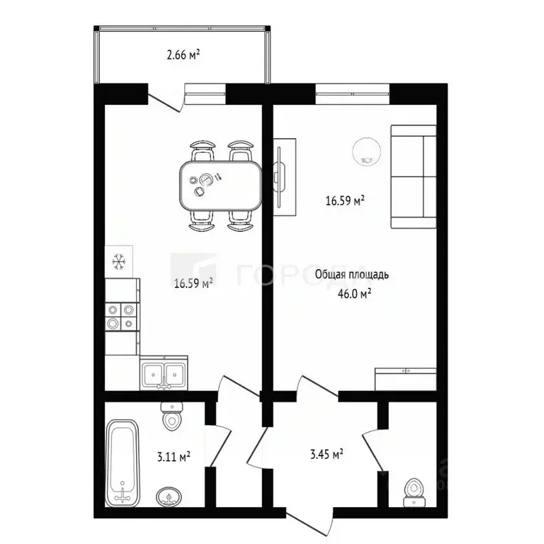 1-к кв. Новосибирская область, Новосибирск ул. Татьяны Снежиной, 42 ... - Фото 2