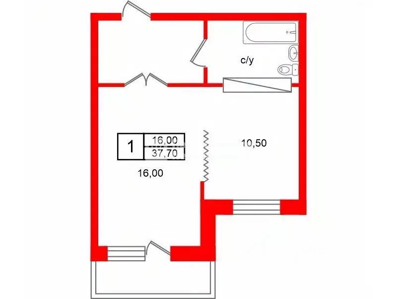 1-к кв. Иркутская область, Иркутск ул. Чайковского, 16/1 (37.7 м) - Фото 2
