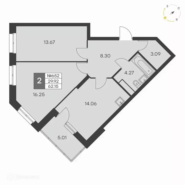 Продаётся 2-к квартира, 62.2 м - Фото 1