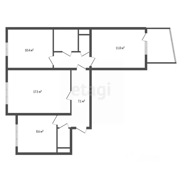 3-к кв. Воронежская область, Воронеж ул. Космонавта Комарова, 16 (63.0 ... - Фото 2