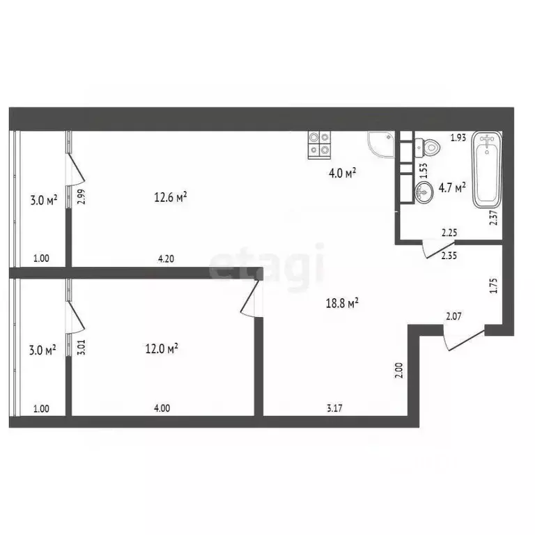 2-к кв. Алтайский край, Барнаул Песчаная ул., 190 (58.1 м) - Фото 2