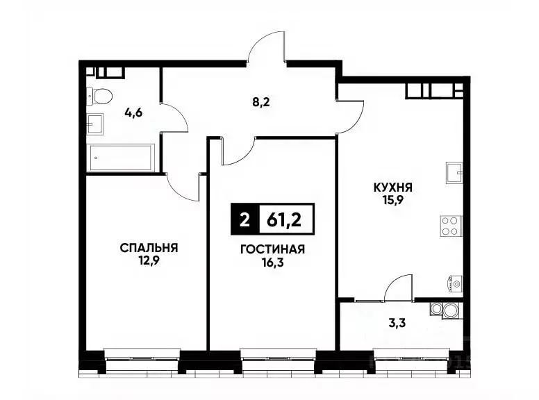 2-к кв. Ставропольский край, Ставрополь ул. Андрея Голуба, 14 (61.2 м) - Фото 0