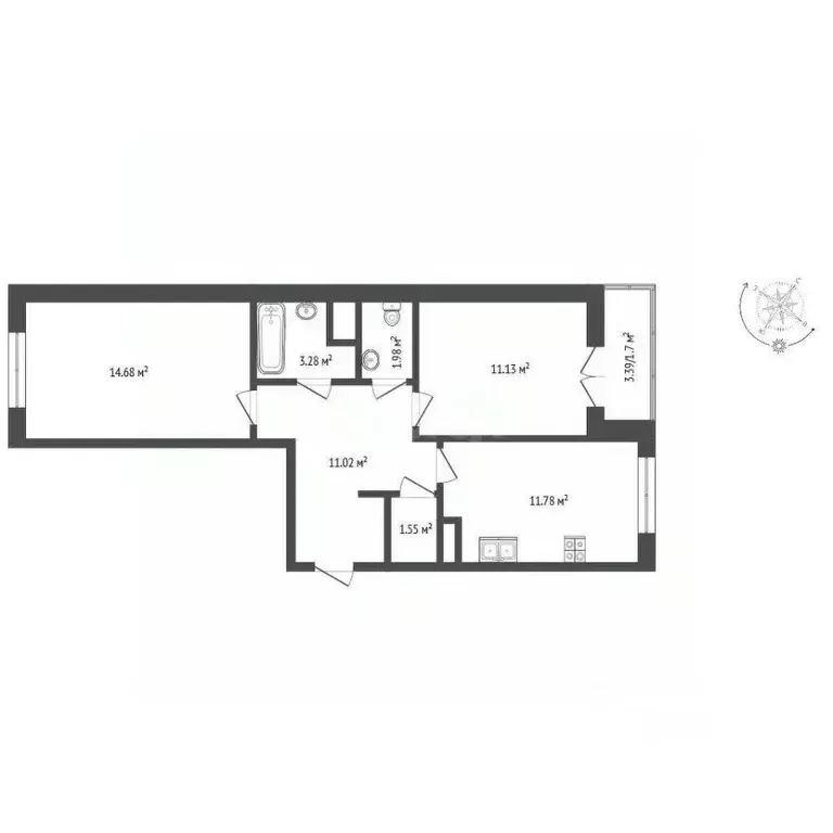 2-к кв. Вологодская область, Вологда Медуницинская ул., 11 (56.02 м) - Фото 1