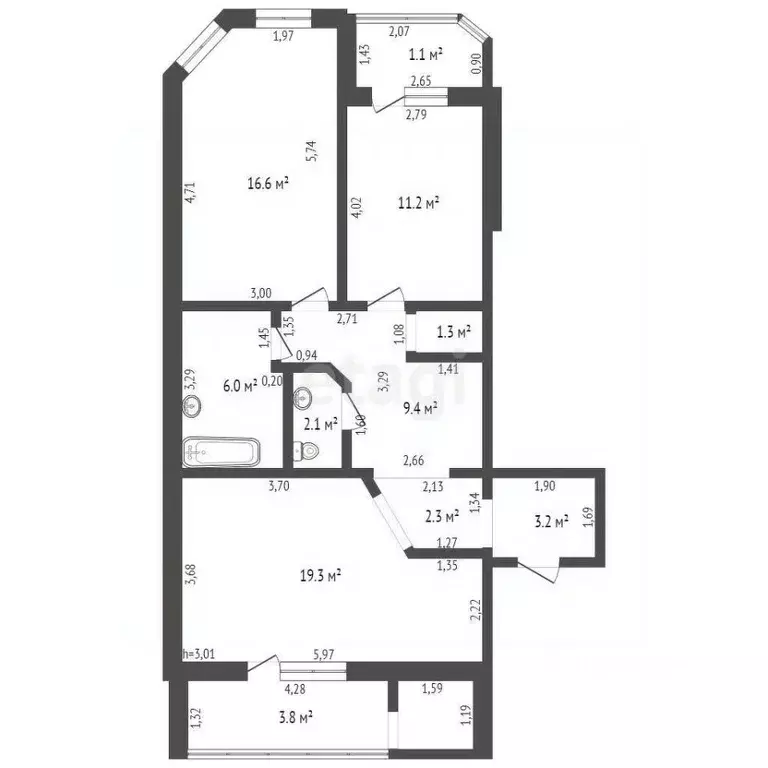 2-к кв. Брянская область, Брянск Московский мкр, 42 (71.4 м) - Фото 1