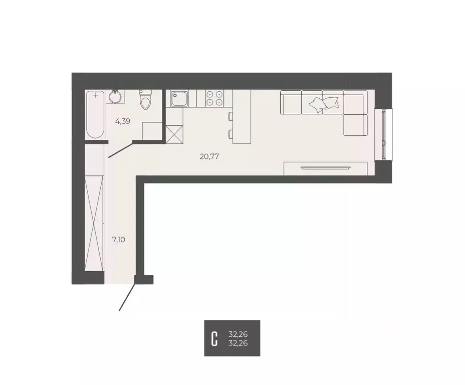 Студия Пензенская область, Пенза ул. Тепличная, 55 (32.26 м) - Фото 1