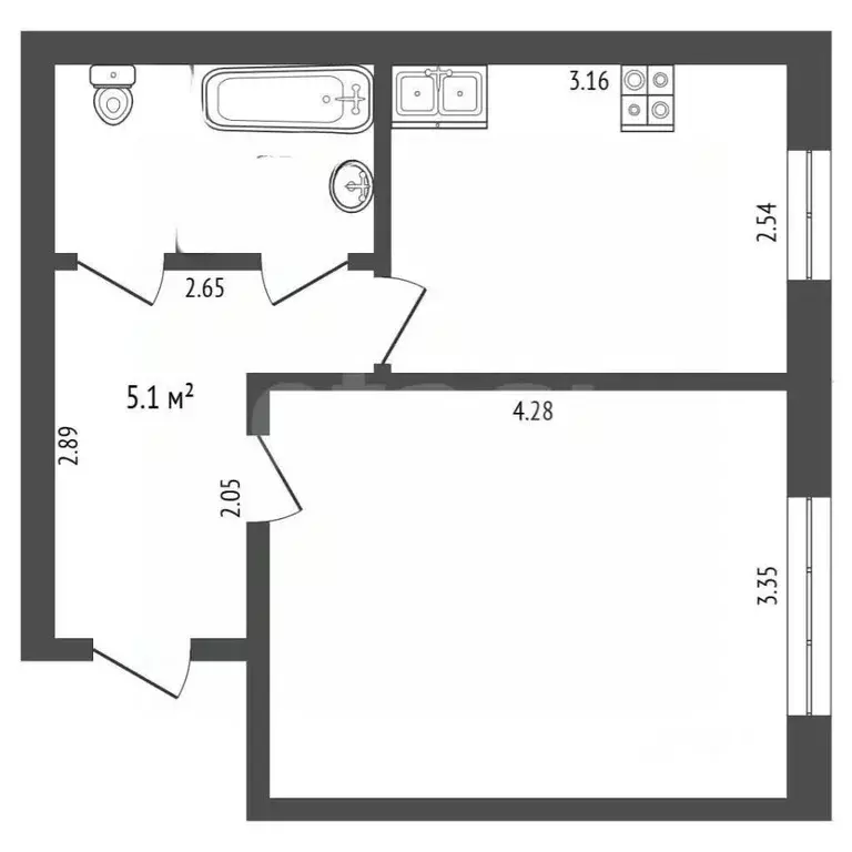 1-к кв. Башкортостан, Стерлитамак ул. Мира, 58 (32.5 м) - Фото 2