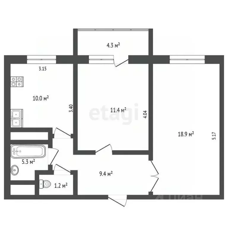 2-к кв. Крым, Евпатория ул. Демышева (55.4 м) - Фото 2