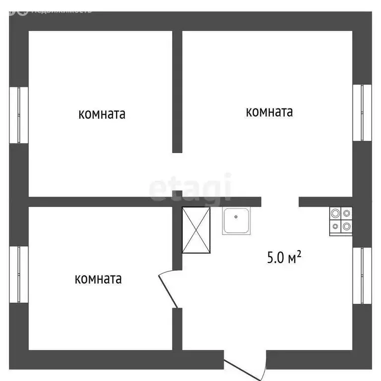 3-комнатная квартира: село Утан, Заречная улица, 9 (41.6 м) - Фото 0