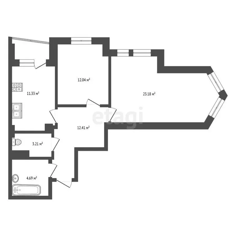 2-комнатная квартира: Калининград, улица Гайдара, 90 (69.7 м) - Фото 0