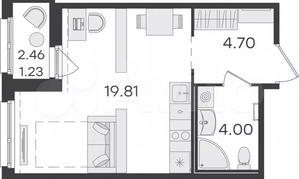 Квартира-студия, 29,7м, 10/15эт. - Фото 0