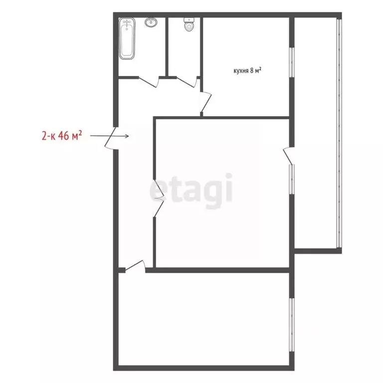 2-к кв. Свердловская область, Екатеринбург ул. Баумана, 49 (46.0 м) - Фото 1