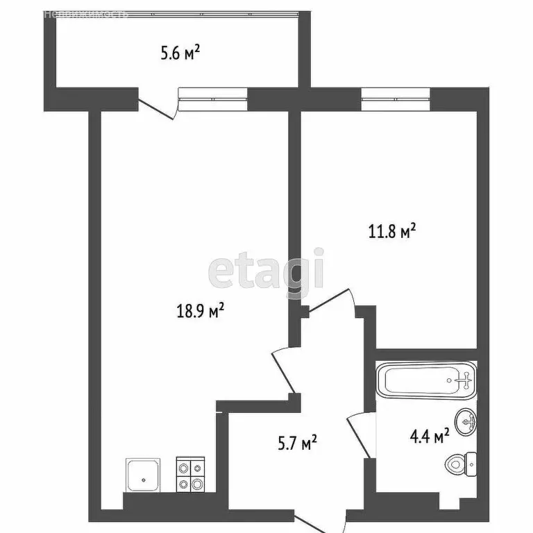 1-комнатная квартира: Тюмень, улица Александра Протозанова, 6 (40 м) - Фото 1