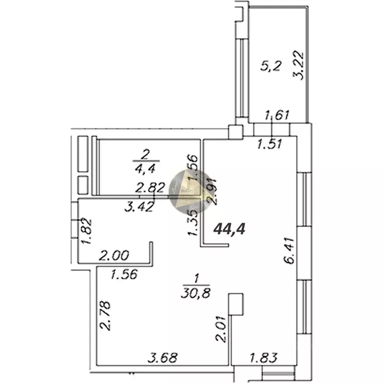 Студия Санкт-Петербург 17-я Васильевского острова линия, 52к1 (44.4 м) - Фото 2