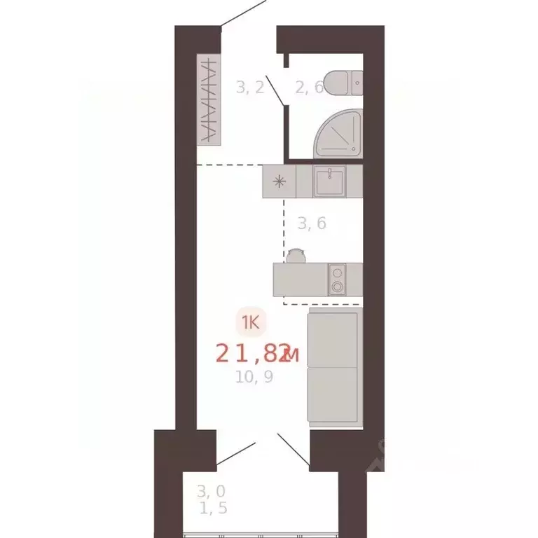 1-к кв. Алтайский край, Новоалтайск ул. Южсиба, 52А (21.8 м) - Фото 0