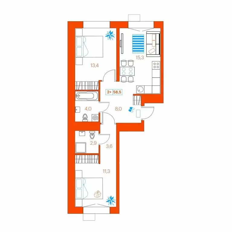 2-комнатная квартира: Тюмень, улица Ветеранов Труда, 36А/3 (58.5 м) - Фото 0