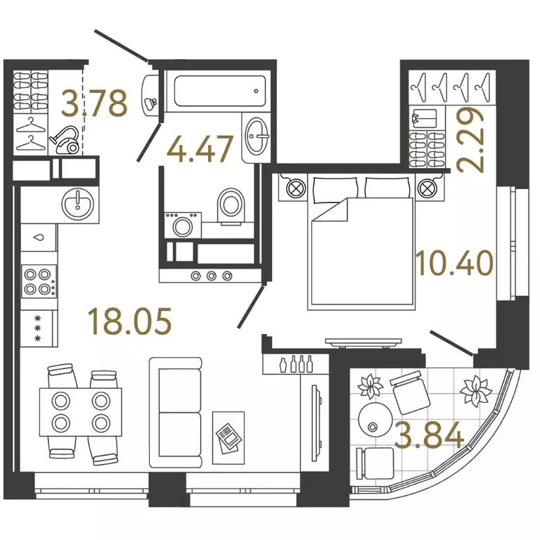 1-к кв. Санкт-Петербург Ультра Сити 3.0 жилой комплекс (38.99 м) - Фото 1