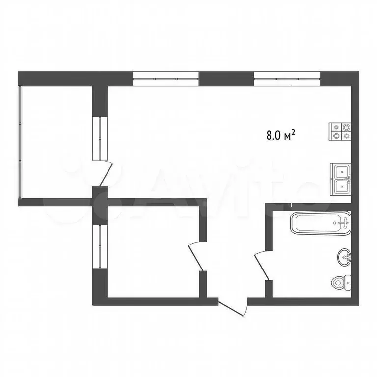 1-к. квартира, 35 м, 1/4 эт. - Фото 0