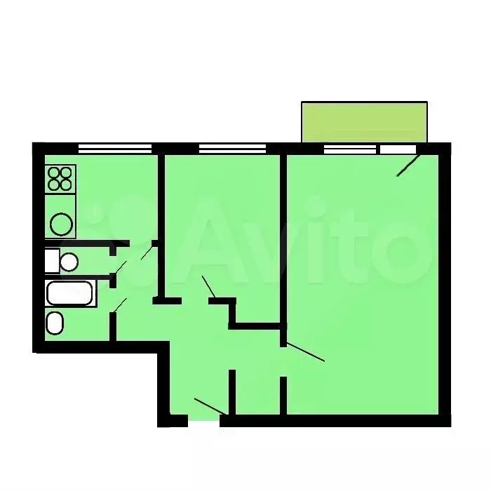 2-к. квартира, 45 м, 4/14 эт. - Фото 0