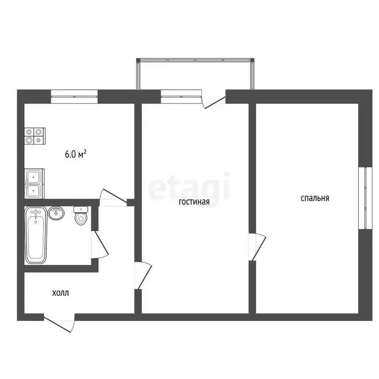 2-комнатная квартира: Нальчик, улица Лермонтова, 19 (43.9 м) - Фото 1