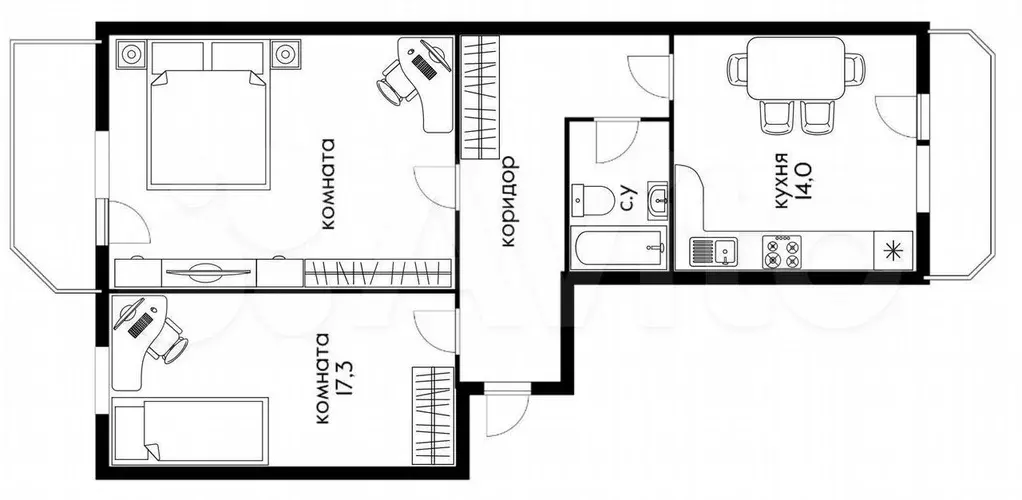 2-к. квартира, 70 м, 3/9 эт. - Фото 0