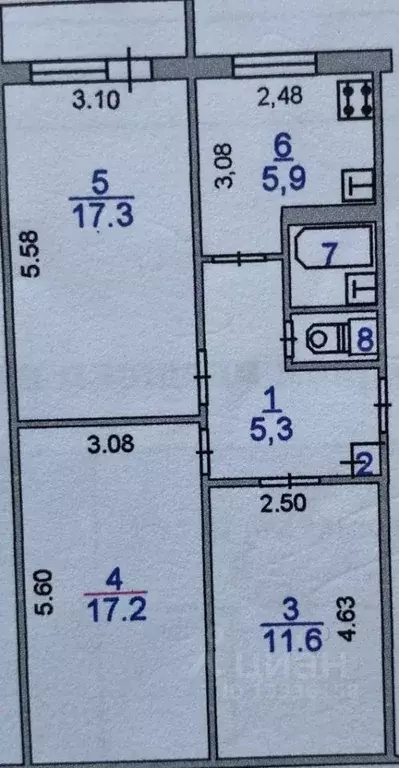 3-к кв. Ивановская область, Иваново ул. 3-я Межевая, 9 (60.9 м) - Фото 1