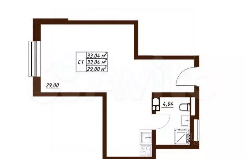 Студия Калужская область, Обнинск Белкинская ул., 36 (32.5 м) - Фото 1