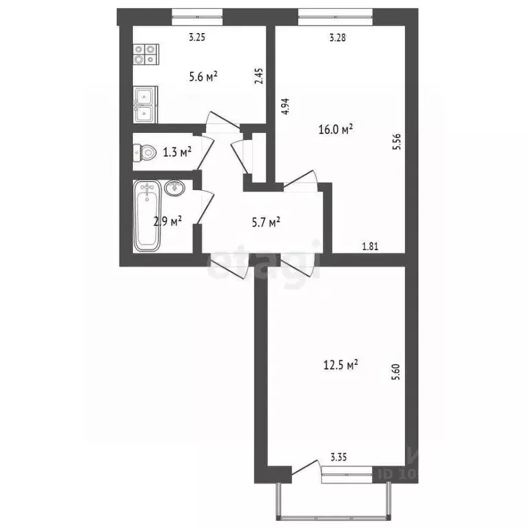 2-к кв. Башкортостан, Стерлитамак Революционная ул., 15 (55.1 м) - Фото 1