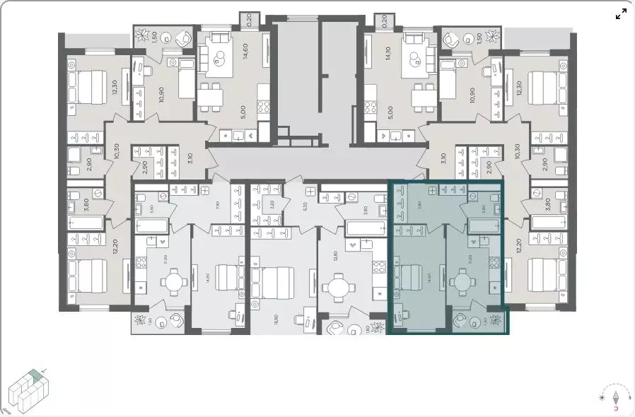 1-комнатная квартира: село Перхушково, микрорайон Равновесие, 4 (37.4 ... - Фото 2