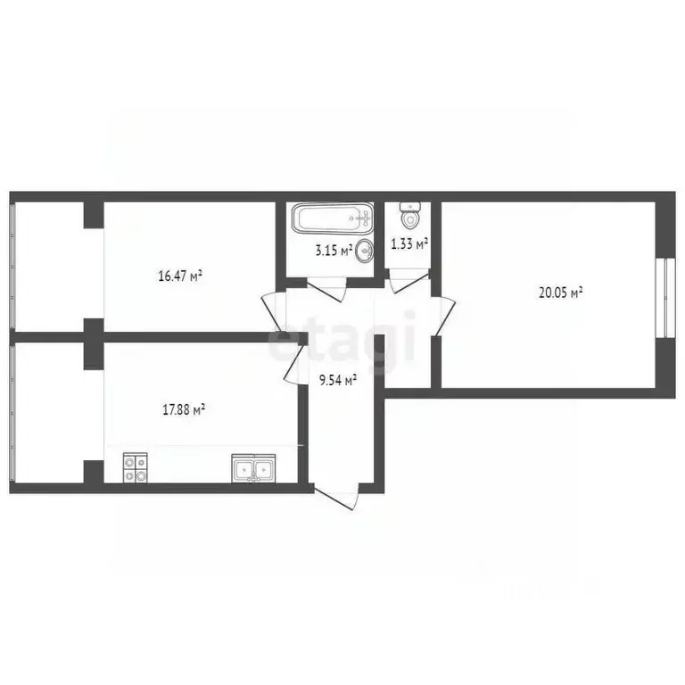 2-к кв. Архангельская область, Котлас пер. Таежный, 17 (68.8 м) - Фото 2