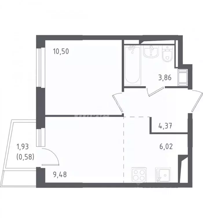 1-к кв. Московская область, Ленинский городской округ, д. Коробово ул. ... - Фото 2