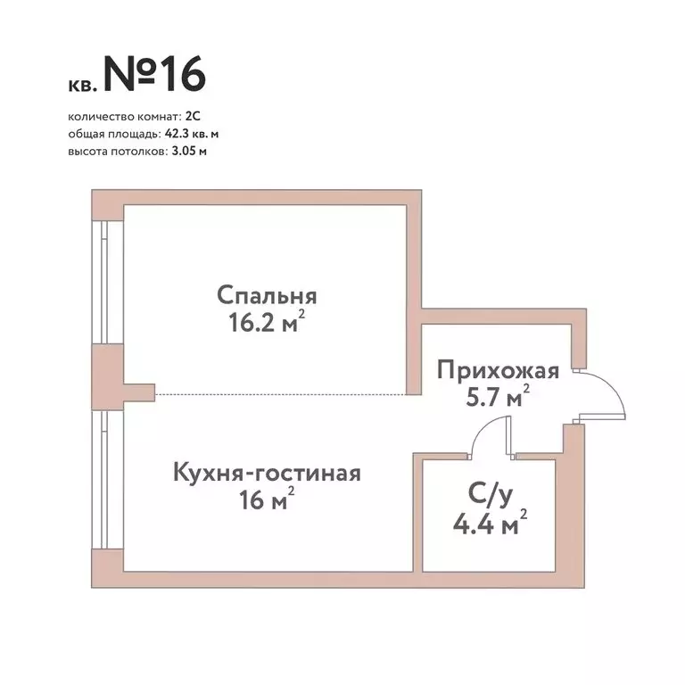2-комнатная квартира: Новосибирск, жилой комплекс Флора и Фауна (43.2 ... - Фото 0