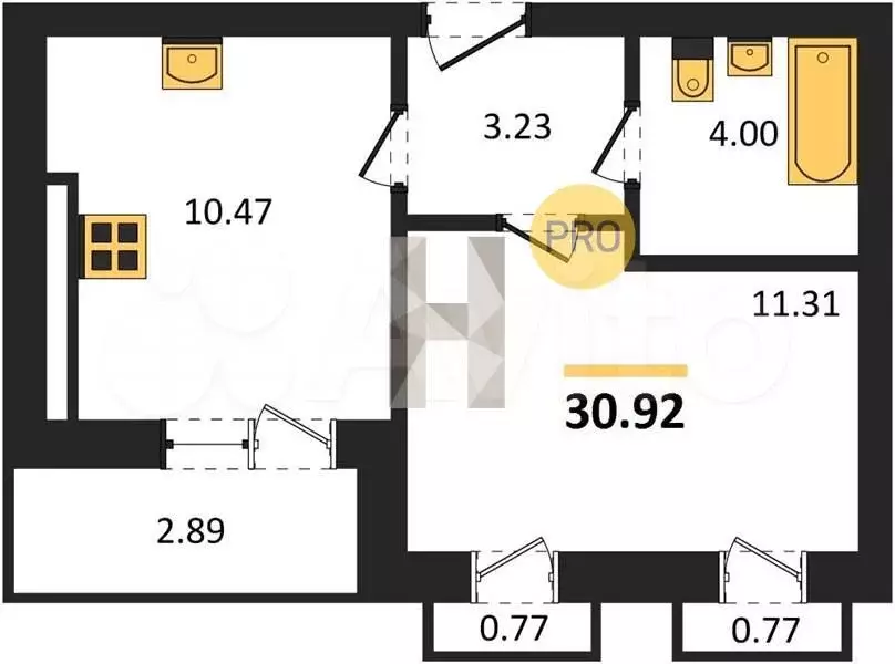 1-к. квартира, 31 м, 9/9 эт. - Фото 1