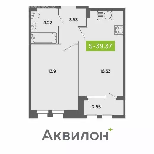 1-комнатная квартира: Архангельск, Поморская улица, 70 (39.37 м) - Фото 0