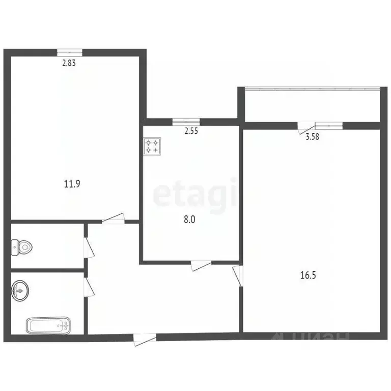 2-к кв. Карачаево-Черкесия, Черкесск Октябрьская ул., 311 (50.2 м) - Фото 1
