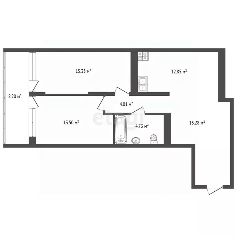 2-к кв. Алтайский край, Барнаул Пролетарская ул., 148 (66.1 м) - Фото 2