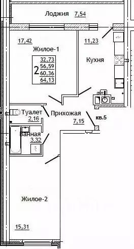 2-к кв. Смоленская область, Смоленск ул. Крупской (64.13 м) - Фото 0