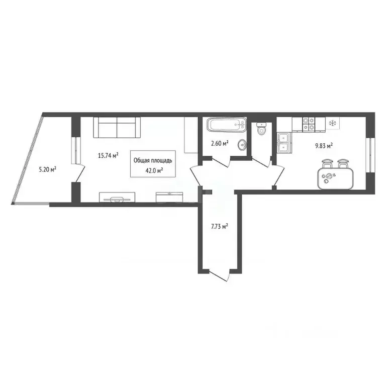 1-к кв. Новосибирская область, Новосибирск Спортивная ул., 11/1 (42.0 ... - Фото 2