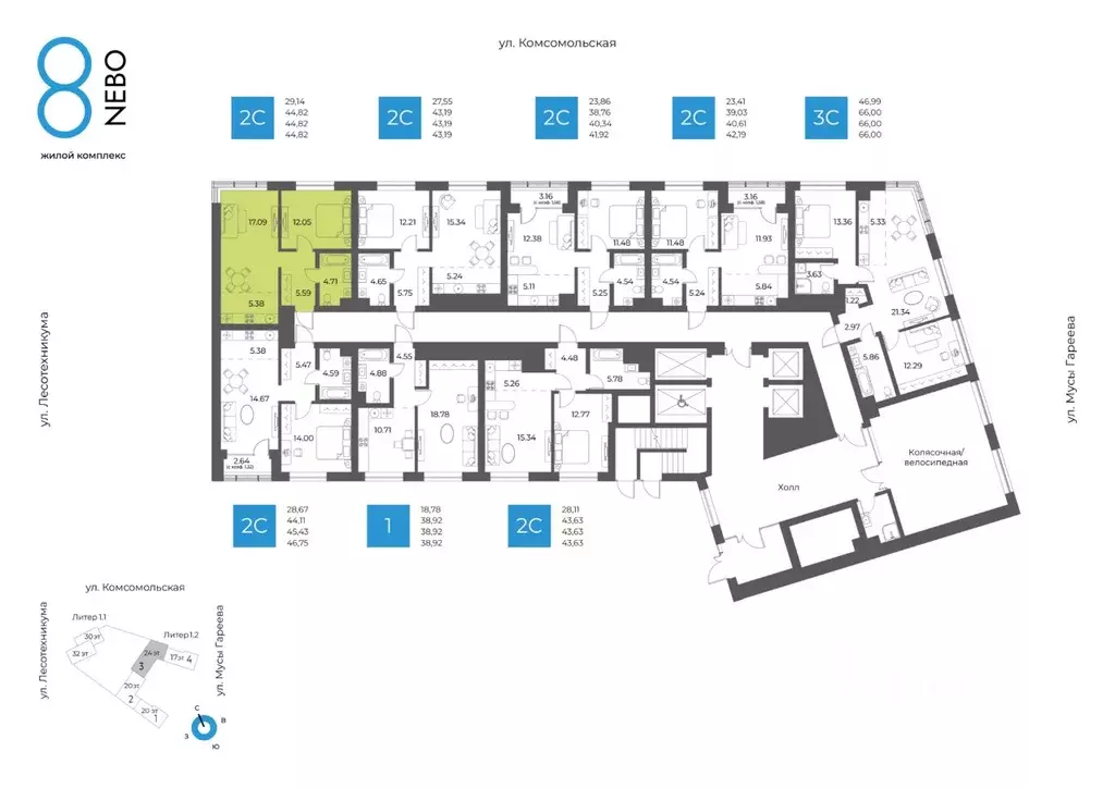 2-к кв. Башкортостан, Уфа Глумилино-1 мкр, 8-е Небо жилой комплекс ... - Фото 2