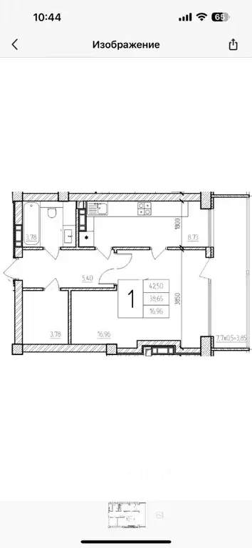 1-к кв. Севастополь ул. Парковая, 15 (42.8 м) - Фото 1