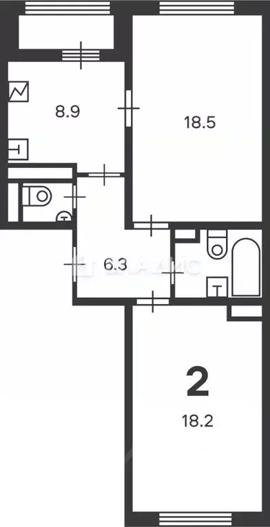 2-к кв. Москва ул. Маршала Еременко, 5к1 (56.7 м) - Фото 2