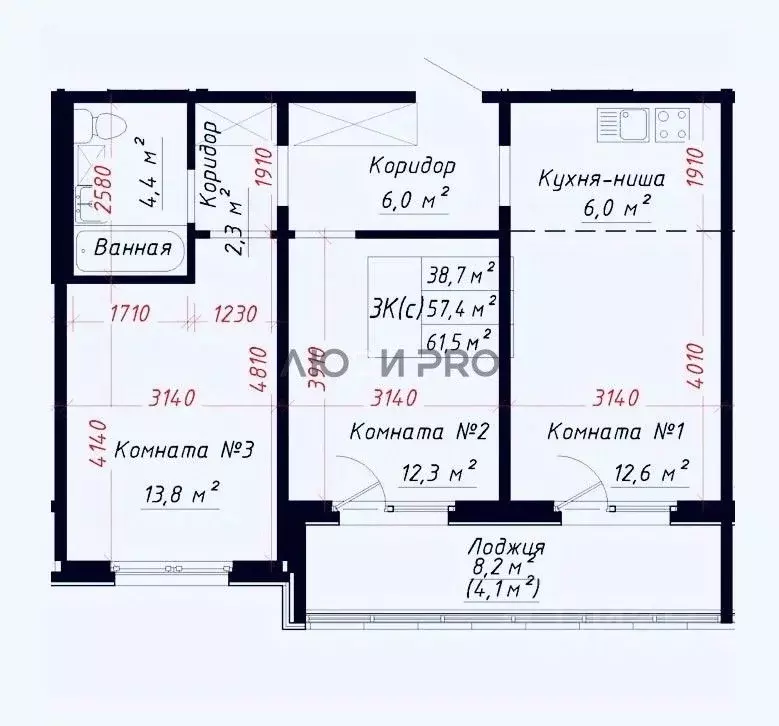 3-к кв. Алтайский край, Барнаул ул. 65 лет Победы, 10 (60.0 м) - Фото 2
