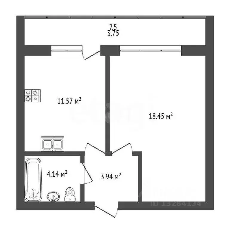 1-к кв. Вологодская область, Великий Устюг ул. Сахарова, 37 (41.85 м) - Фото 1