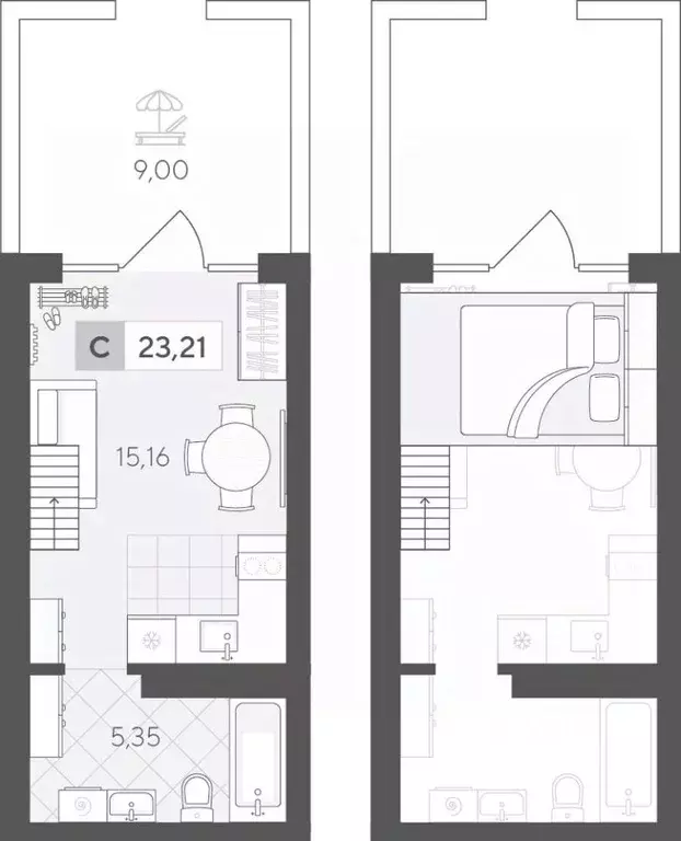 Студия Тюменская область, Тюмень ул. Сергея Корепанова, 34 (29.51 м) - Фото 1