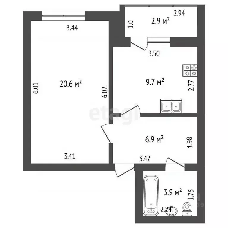 1-к кв. Башкортостан, Стерлитамакский район, Отрадовский сельсовет, с. ... - Фото 1