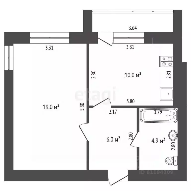 1-к кв. Мордовия, Саранск ул. Юрия Святкина, 3 (40.7 м) - Фото 2