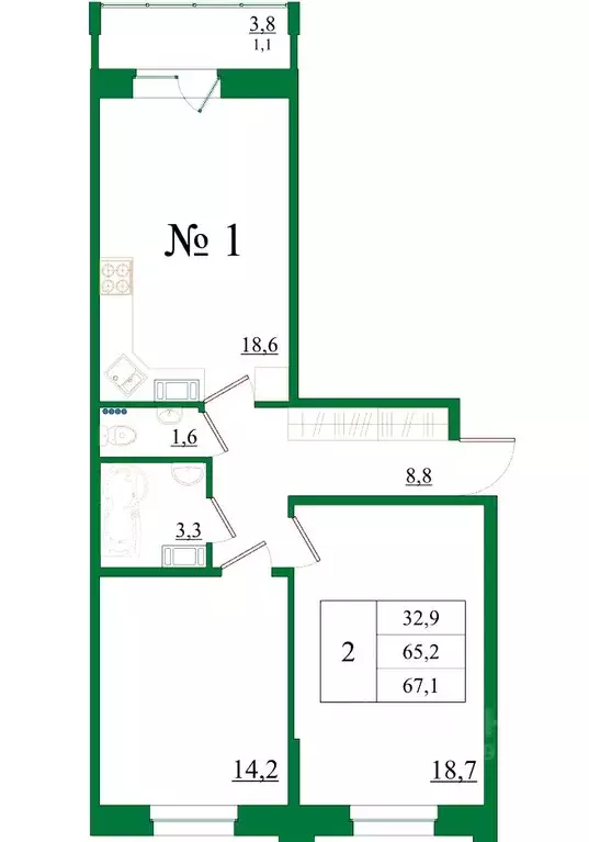 2-к кв. Ленинградская область, Гатчина Въезд мкр,  (67.1 м) - Фото 0