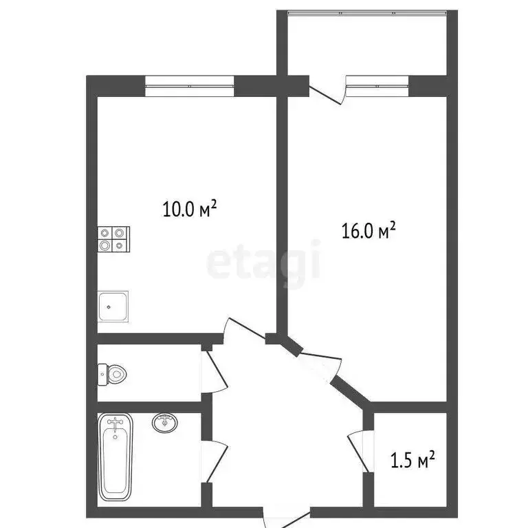 1-комнатная квартира: Новый Уренгой, проспект Губкина, 26 (36.3 м) - Фото 0