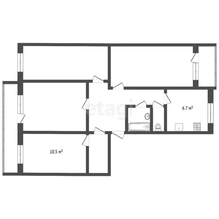 1к в 4-комнатной квартире (10.5 м) - Фото 0
